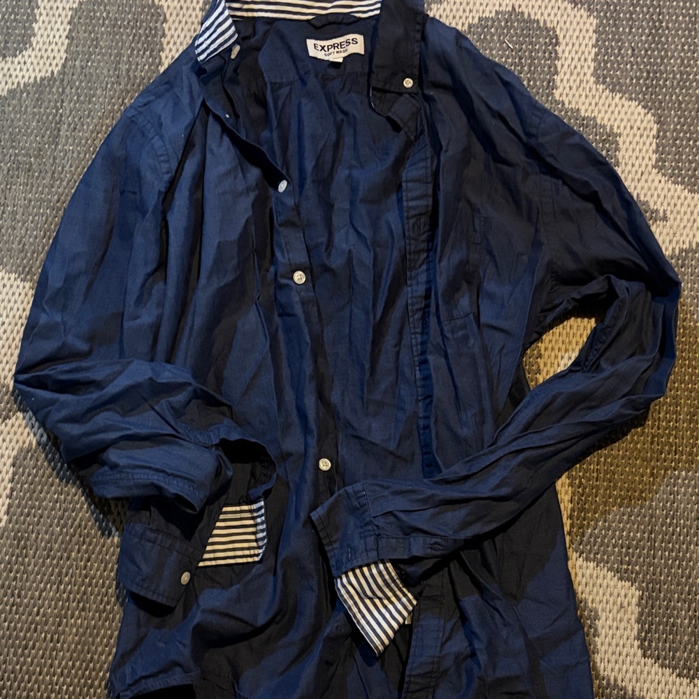 Express Men's Navy Casual Button Down Shirt